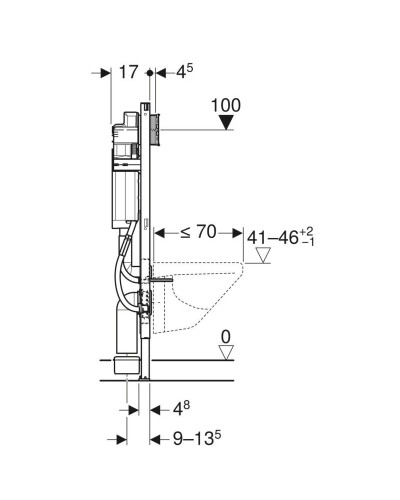 Монтажный элемент для подвесного унитаза, H112, Sigma 12 см, для лиц с ограниченными возможностями Geberit Duofix 111.375.00.5