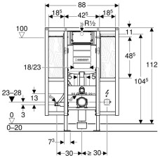 Монтажный элемент для подвесного унитаза, H112, Sigma 12 см, для лиц с ограниченными возможностями Geberit Duofix 111.375.00.5