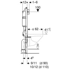 Монтажный элемент для подвесного унитаза, H112, клавиша Delta51,12 см Geberit Duofix 458.128.11.1