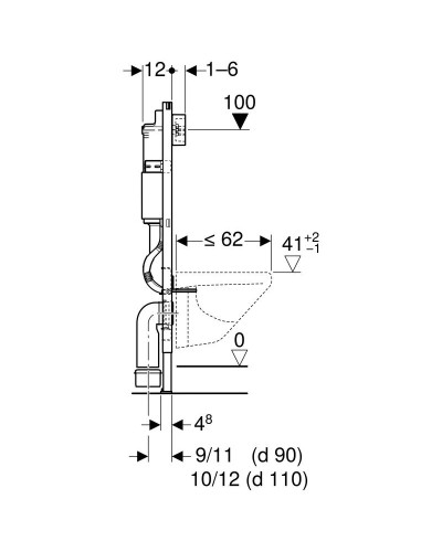 Монтажный элемент для подвесного унитаза, H112, клавиша Delta51,12 см Geberit Duofix 458.128.11.1