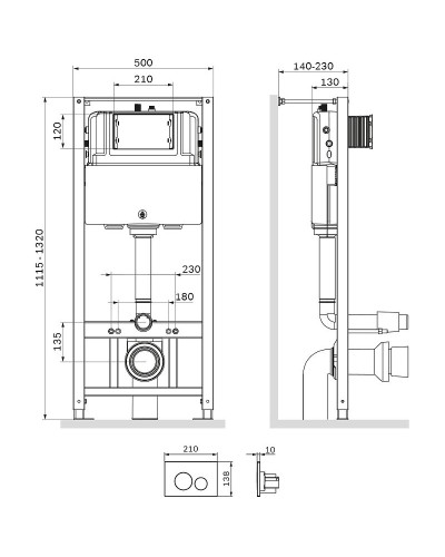 Инсталляция AM.PM Pro I012704.9001 для подвесного унитаза с клавишей смыва Белый глянец