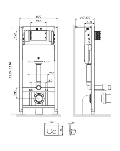 Инсталляция AM.PM Pro I012704.9031 для подвесного унитаза с клавишей смыва Никель матовый