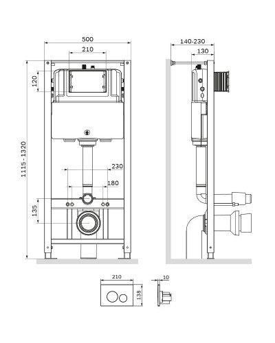 Инсталляция AM.PM Pro I012704.9038 для подвесного унитаза с Черной матовой клавишей смыва