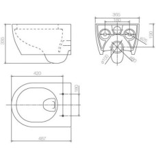 Комплект подвесной унитаз SSWW CT2038BLACK + система инсталляции Geberit 111.362.00.5