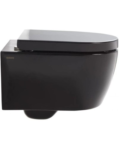 Комплект подвесной унитаз SSWW CT2038BLACK + система инсталляции Geberit 111.362.00.5