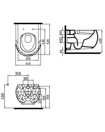 Комплект подвесной унитаз Bien Pent PNKA052N1VP0W3000 + система инсталляции Jacob Delafon E5504-NF + E4326-CP