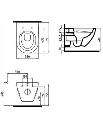 Комплект подвесной унитаз Bien Dune DNKA052N1VP0W3000 + система инсталляции Grohe 38721001