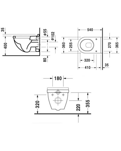 Комплект подвесной унитаз Duravit Starck 3 2200090000 + 0063810000 + система инсталляции Villeroy & Boch 92246100