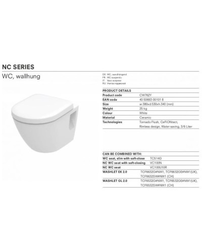 Комплект подвесной унитаз Toto NC CW762Y + VC100N + система инсталляции AlcaPlast AM101/11203:1RUSSETM70