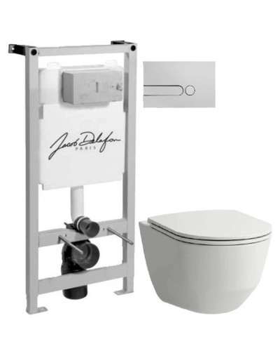 Комплект подвесной унитаз Laufen Pro 8.2096.6.000.000.1 + 8.9896.6.000.000.1 + система инсталляции Jacob Delafon E5504-NF + E4326-CP