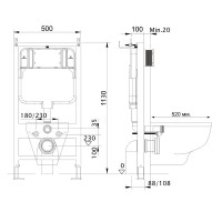 Инсталляция Aquatek Standart 50 INS-0000012 для унитаза без клавиши смыва