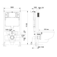 Инсталляция Aquatek Standart 50 INS-0000012 для унитаза без клавиши смыва
