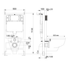 Инсталляция Aquatek Standart 50 INS-0000012 для унитаза без клавиши смыва