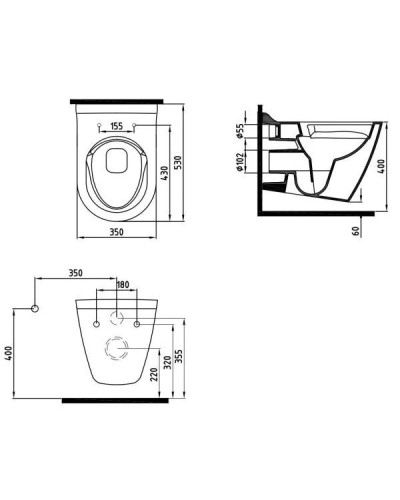 Комплект подвесной унитаз Bien Mineral MNKA052N1VP0W3000 + система инсталляции Tece 9300302 + 9240921