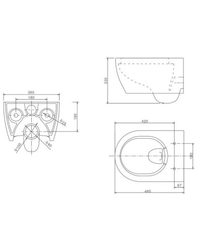 Комплект подвесной унитаз SSWW CT2038V + система инсталляции Tece 9300302 + 9240921