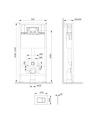 Инсталляция AM.PM Pro С I012707.0238 для унитаза с Черной матовой клавишей смыва