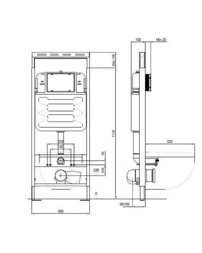 Инсталляция Aquatek EasyFix 50 INS-0000010 для унитаза без клавиши смыва