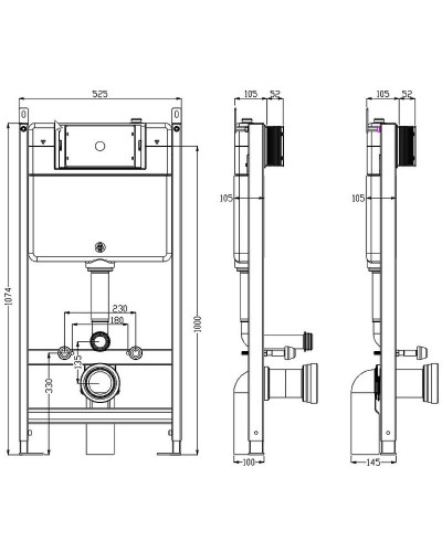 Инсталляция Timo TWC-01 для унитаза без клавиши смыва