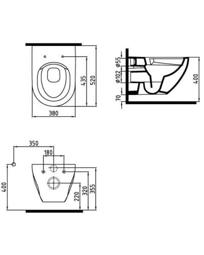 Комплект подвесной унитаз Bien Dune DNKA052N1VP0W3000 + система инсталляции TECE 9300302 + 9240401