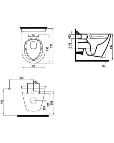 Комплект подвесной унитаз Bien Mineral MNKA052N1VP0W3000 + система инсталляции TECE 9300302 + 9240401