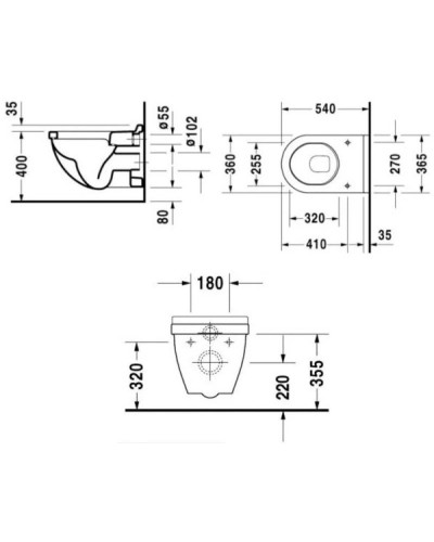 Комплект подвесной унитаз Duravit Starck 3 2200090000 + 0063810000 + система инсталляции TECE 9300302 + 9240401