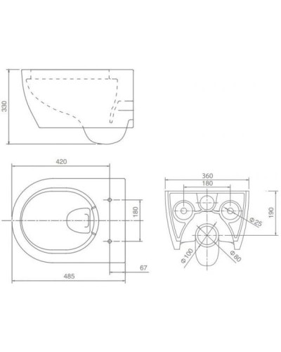 Комплект подвесной унитаз SSWW NC2038 + система инсталляции TECE 9300302 + 9240401