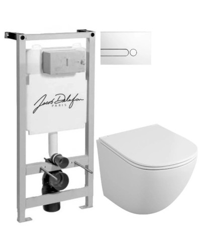 Комплект подвесной унитаз OWL 1975 Vind OWLT190302 + система инсталляции Jacob Delafon E5504-NF + E4326-00