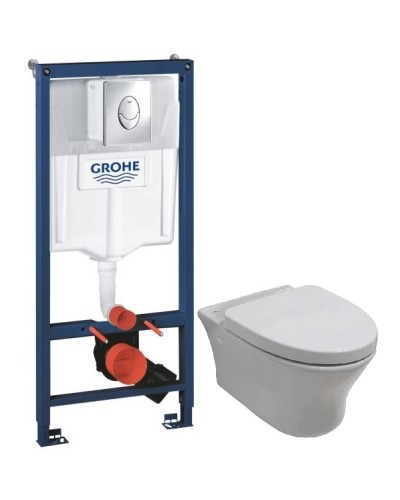 Комплект подвесной унитаз Noken Hotels N399999901 + N356330439 + система инсталляции Grohe 38721001