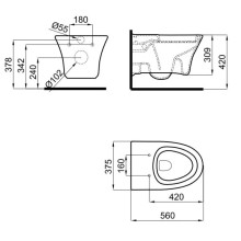Комплект подвесной унитаз Noken Hotels N399999901 + N356330439 + система инсталляции Geberit 111.300.00.5