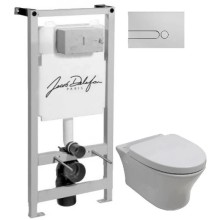 Комплект подвесной унитаз Noken Hotels N399999901 + N356330439 + система инсталляции Jacob Delafon E5504-NF + E4326-CP