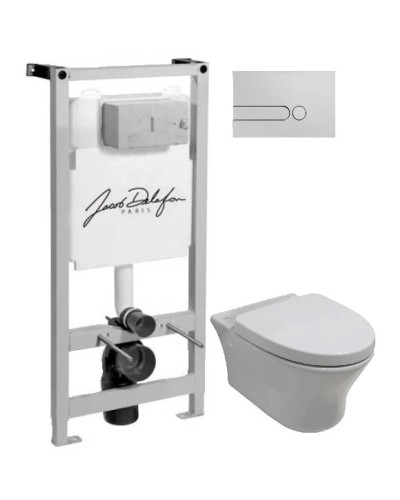 Комплект подвесной унитаз Noken Hotels N399999901 + N356330439 + система инсталляции Jacob Delafon E5504-NF + E4326-CP