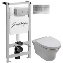 Комплект подвесной унитаз Noken Hotels N399999901 + N356330439 + система инсталляции Jacob Delafon E5504-NF + E4316-CP