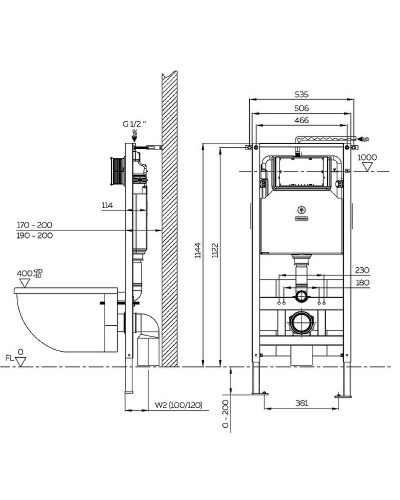 Инсталляция Owl 1975 Hasvik OWLINST для унитаза без клавиши смыва