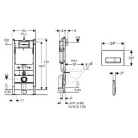 Инсталляция Geberit Duofix Plattenbau Delta UP100 458.125.21.1 для унитаза с клавишей смыва Хром