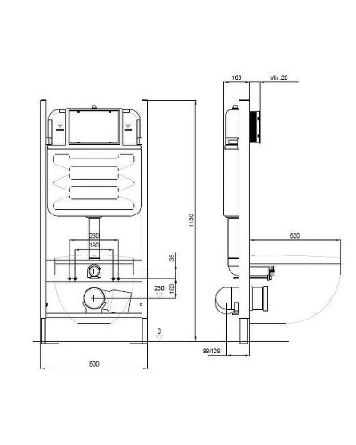 Инсталляция Aquatek ECO Standart 50 INS-0000014 для унитаза без клавиши смыва