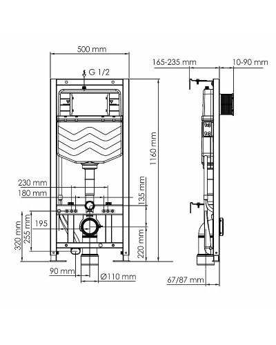 Инсталляция WasserKRAFT Aller 10TLT.010.ME.PB01 для унитаза с Черной глянцевой клавишей смыва