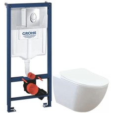 Комплект подвесной унитаз Creavit Free FE322-11CB00E-0000 + KC0903.02.0000E + система инсталляции Grohe 38721001
