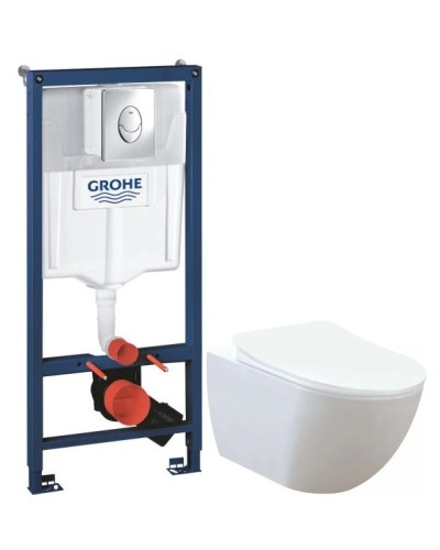 Комплект подвесной унитаз Creavit Free FE322-11CB00E-0000 + KC0903.02.0000E + система инсталляции Grohe 38721001