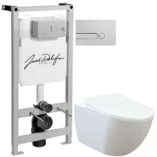 Комплект подвесной унитаз Creavit Free FE322-11CB00E-0000 + KC0903.02.0000E + система инсталляции Jacob Delafon E5504-NF + E4326-CP