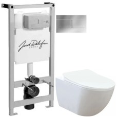 Комплект подвесной унитаз Creavit Free FE322-11CB00E-0000 + KC0903.02.0000E + система инсталляции Jacob Delafon E5504-NF + E4316-CP