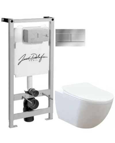 Комплект подвесной унитаз Creavit Free FE322-11CB00E-0000 + KC0903.02.0000E + система инсталляции Jacob Delafon E5504-NF + E4316-CP