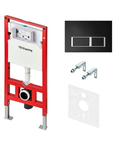 Инсталляция Tece Spring S955202 для унитаза с Черной матовой клавишей смыва