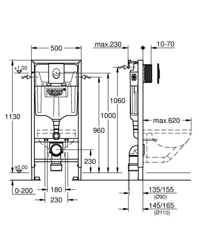 Комплект подвесной унитаз Santek Бореаль 1.WH30.2.205 + система инсталляции Grohe 38721001