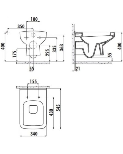Комплект подвесной унитаз Creavit Sphinx SP320-11CB00E-0000 + KC1803.01.0000E + система инсталляции Jacob Delafon E29025-NF + E29026-01R