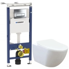 Комплект подвесной унитаз Creavit Free FE320-11CB00E-0000 + KC0903.02.0000E + система инсталляции Geberit 458.125.21.1