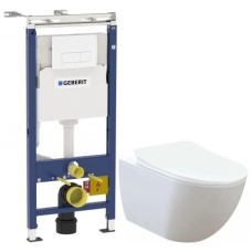 Комплект подвесной унитаз Creavit Free FE320-11CB00E-0000 + KC0903.02.0000E + система инсталляции Geberit 458.125.11.1