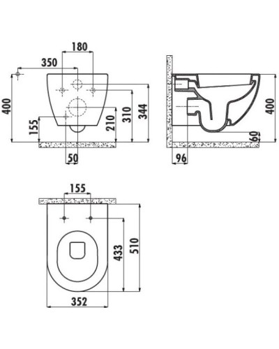 Комплект подвесной унитаз Creavit Free FE320-11CB00E-0000 + KC0903.02.0000E + система инсталляции Geberit 458.125.11.1
