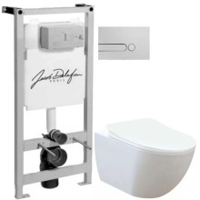 Комплект подвесной унитаз Creavit Free FE320-11CB00E-0000 + KC0903.02.0000E + система инсталляции Jacob Delafon E5504-NF + E4326-CP