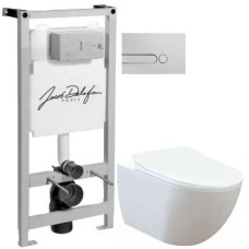 Комплект подвесной унитаз Creavit Free FE320-11CB00E-0000 + KC0903.02.0000E + система инсталляции Jacob Delafon E5504-NF + E4326-CP