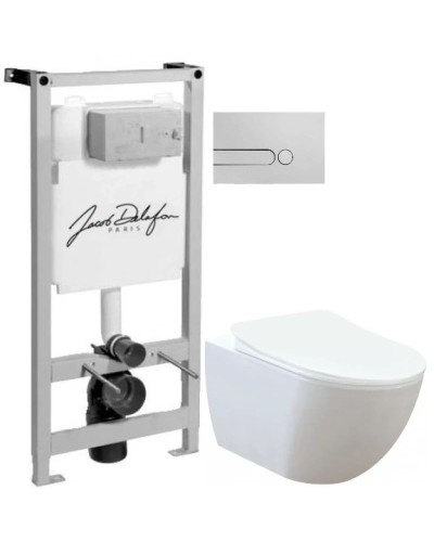 Комплект подвесной унитаз Creavit Free FE320-11CB00E-0000 + KC0903.02.0000E + система инсталляции Jacob Delafon E5504-NF + E4326-CP